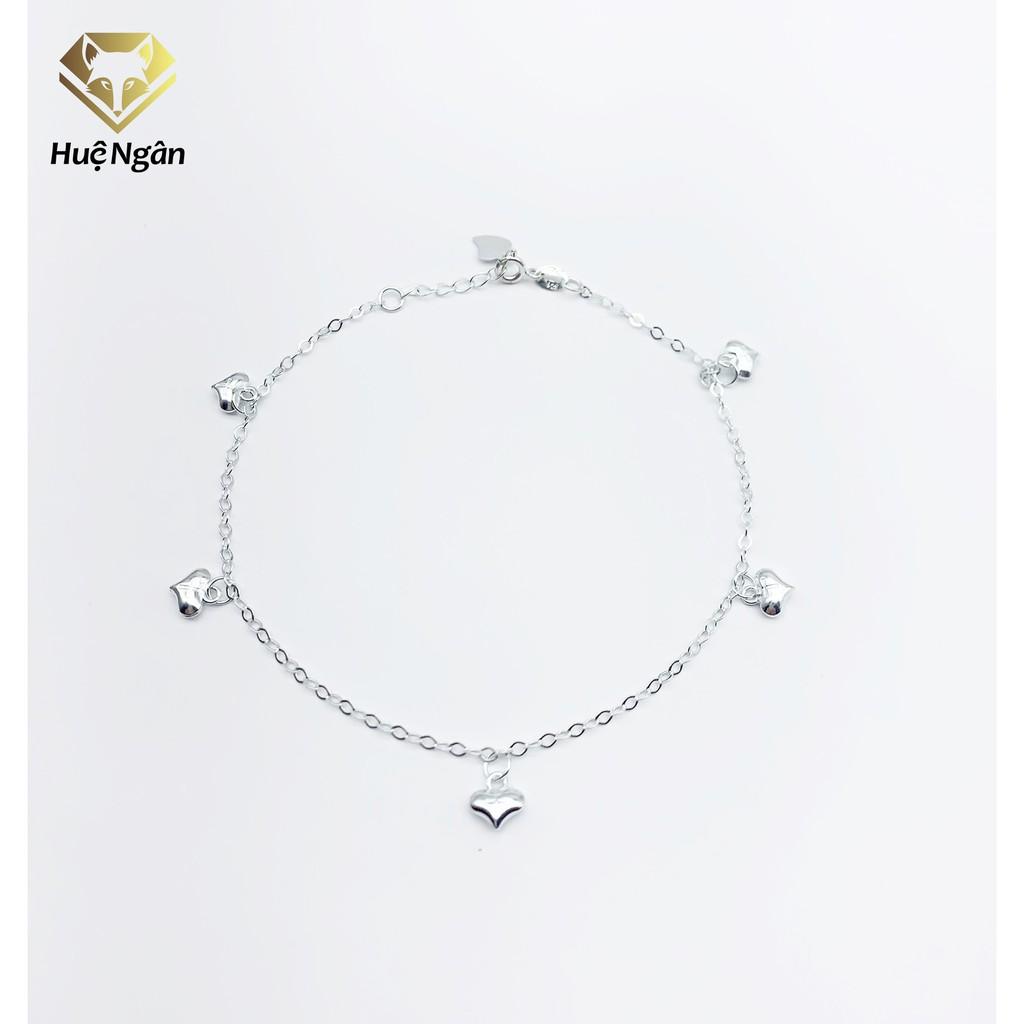 Lắc chân bạc Ý 925 Huệ Ngân - Tim phồng xinh xắn JL003