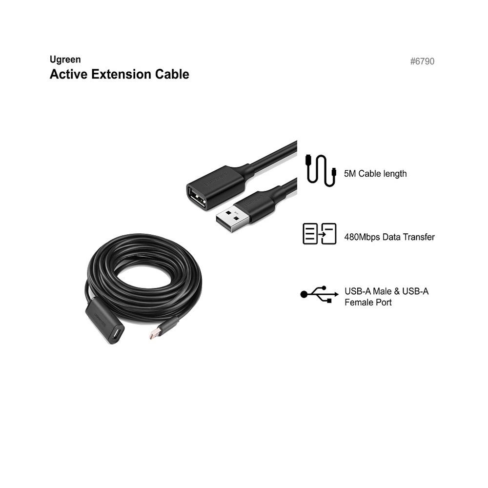 Cáp USB 2.0 Nối Dài 5M đầu Mạ Vàng Tăng Khả Năng Tiếp Xúc Có IC Khuếch đại 10319 | Hỗ trợ tốc độ truyền tải 480Mb