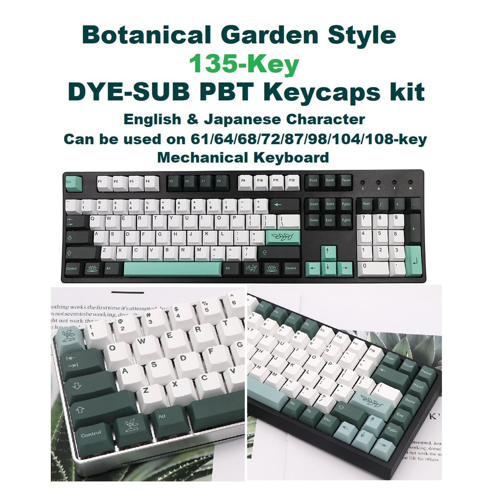 135-Key PBT Garden Theme Keycaps for Cherry 61 64 68 72 98 keys