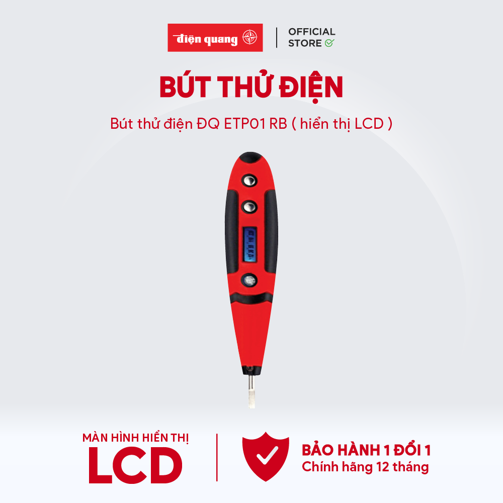 Bút thử điện Điện Quang ĐQ ETP01 RB (hiển thị LCD, đỏ đen)