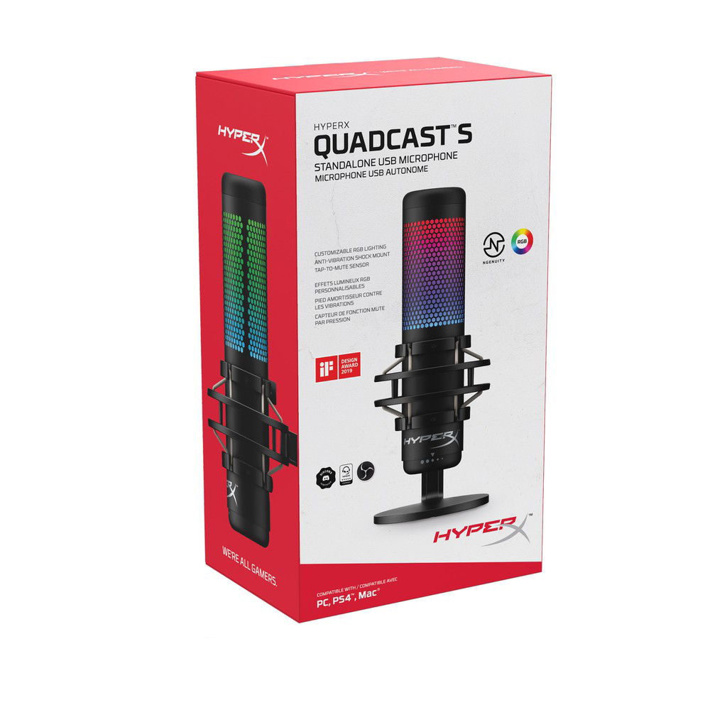 Microphone Kingston HyperX QuadCast S RGB - Hàng Chính Hãng