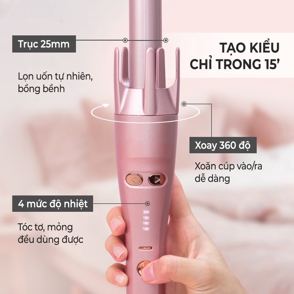 Máy Làm Xoăn Tự Động Xoay 360 Độ Halio Auto Rotating Hair Curler