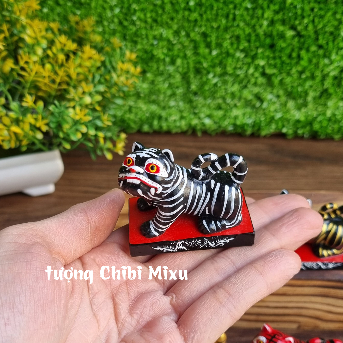 Tượng Hổ nhí ngang 5cm x cao 4.5cm Thủ công Tượng điêu khắc trang trí quà tặng