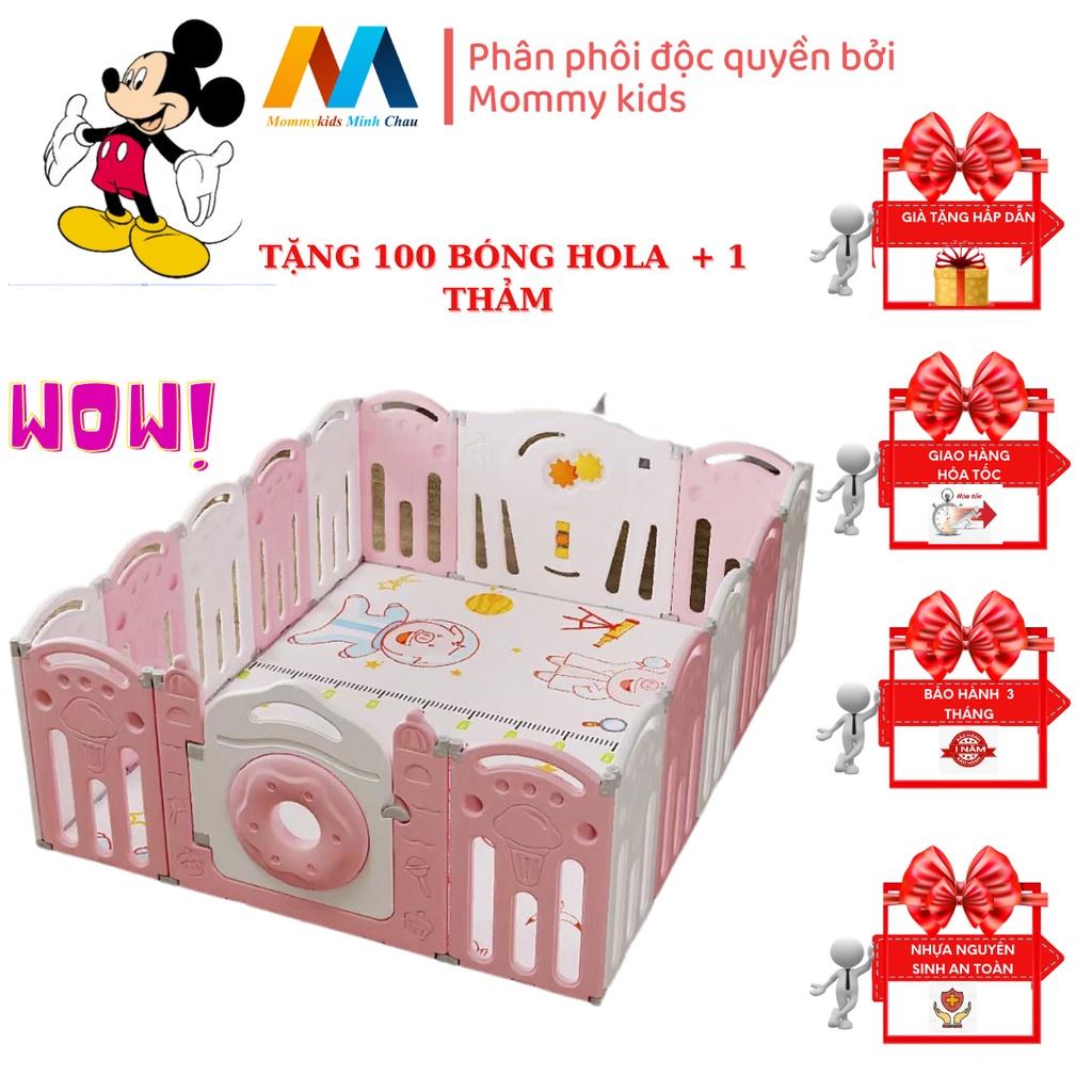 Quây cũi nhựa MommyKids Minh Chau - Gấp gọn tặng thảm, 100 quả bóng nhựa , bảo hành 1 năm