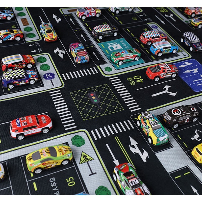 Bộ Sưu Tập 50 Ô Tô và Thảm cho Bé USKIDS Children's Alloy Pull-back 50 Cars &amp; Map City