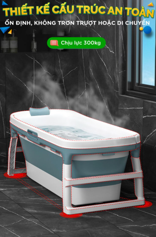 Bồn tắm gấp gọn người lớn 138 x 62 x 52cm