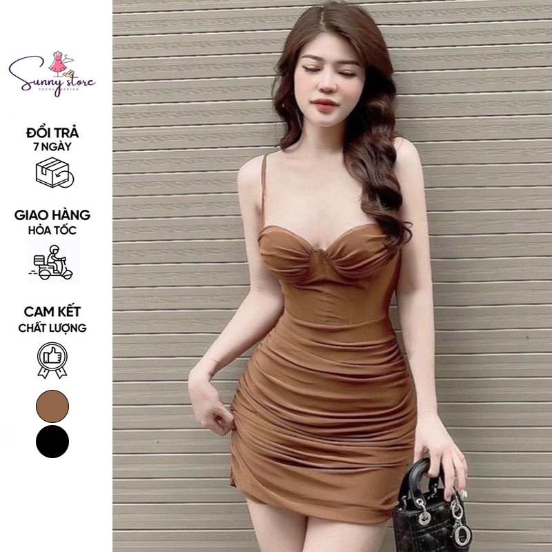 Đầm gân 2 dây sui cute