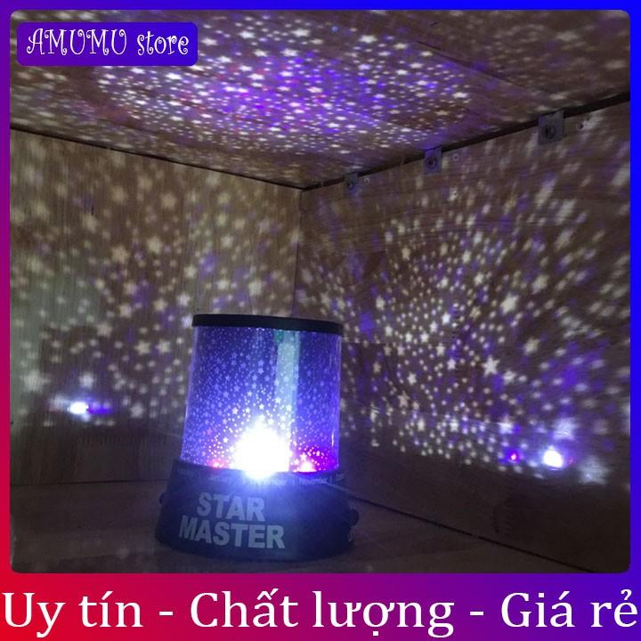 (Rẻ vô địch )Đèn ngủ chiếu sao 4 bóng LED hình trụ chiếu sáng hình trời sao