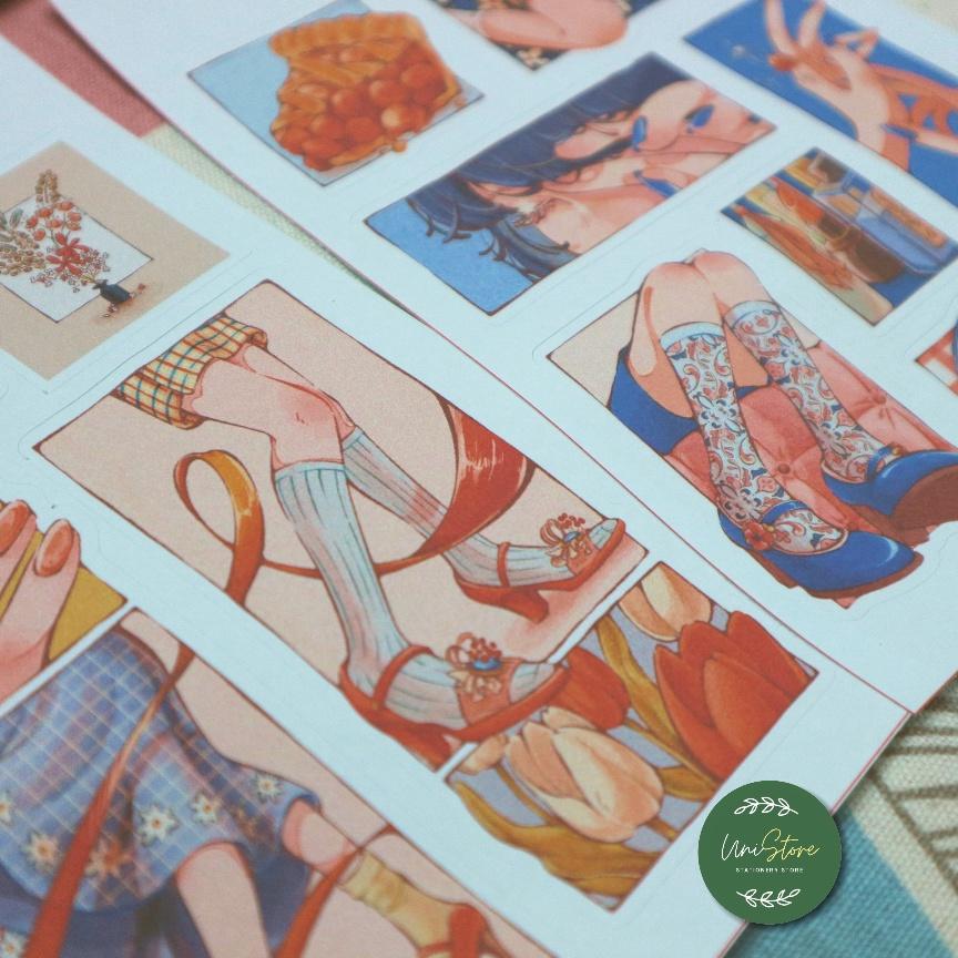 Set 2 tấm sticker hoạt hình - sticker tự làm chất liệu giấy nhám - uni011