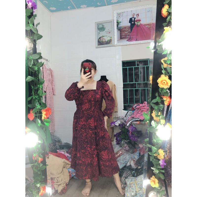 Đầm Bigsize cổ vuông tay dài