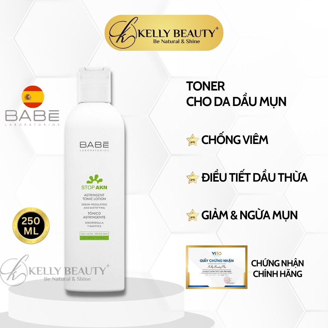 Toner Cho Da Dầu Mụn BABE STOP AKN Astringent Tonic Lotion - Làm Sạch Sâu; Gom Cồi, Ngừa Tái Phát Mụn - Kelly Beauty