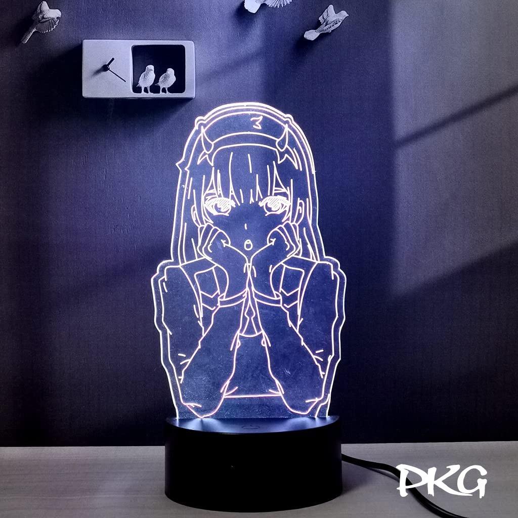 Đèn Ngủ Led 3D Hình ZERO TWO ANIME Quà Tặng Trang Trí cảm ứng có Điều khiển từ xa nháy sáng 16 màu