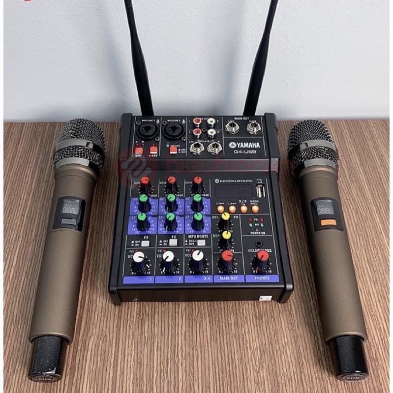 Combo Trọn Bộ Mixer G4 Bluetooth - Tặng Kèm 2 Micro Không Dây ,Bàn Mixer G4 Live Stream | Karaoke