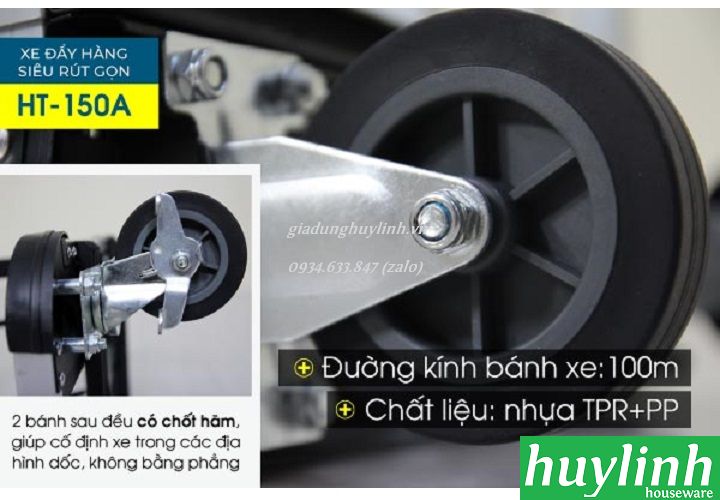 Xe Đẩy Hàng 4 Bánh Siêu Rút Gọn ADVINDEQ HT-150A - Hàng Chính Hãng