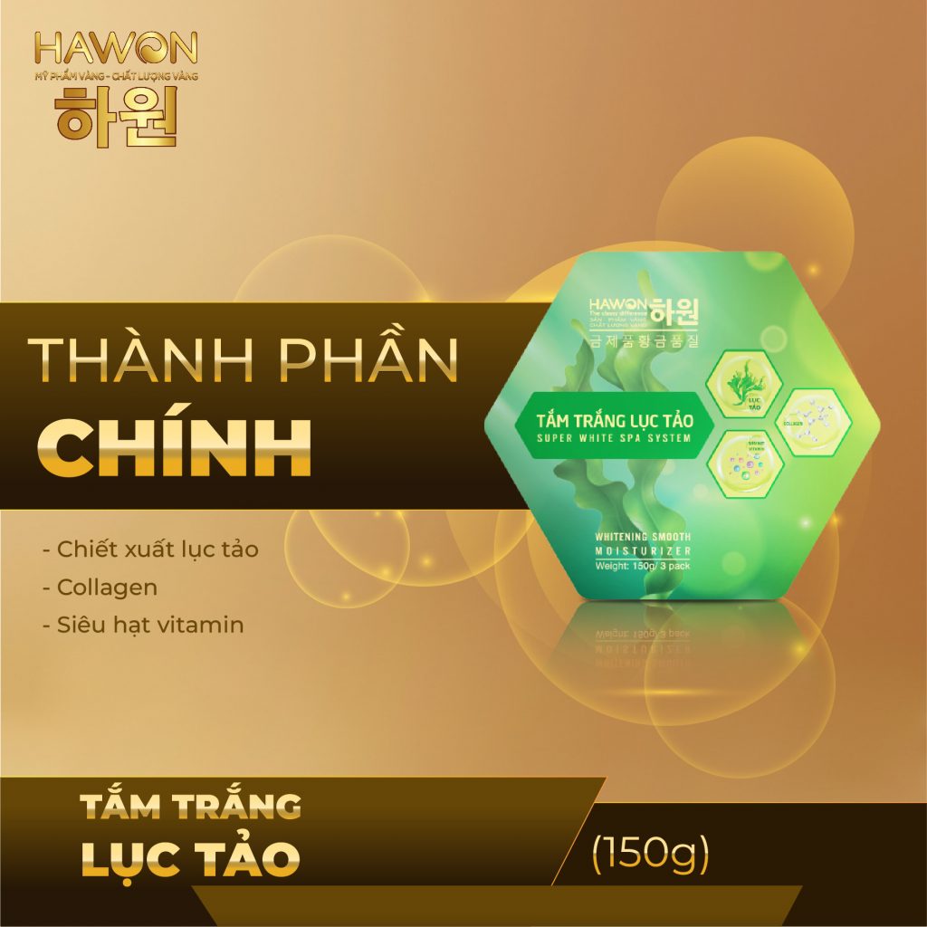 Tắm Trắng Lục Tảo Nâng Tông Trắng Da Tức Thì Super White HAWON - 150g