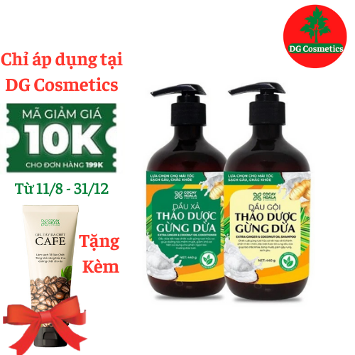 Combo Dầu Gội Xả Gừng Dừa Hữu Cơ Cocayhoala Ngăn Rụng Tóc Kích Thích Mọc Tóc - Giảm Gàu 440g + Tặng Gel Tẩy Da Chết Cafe Cocayhoala Sáng Da Sạch Mụn - Tăng Hấp Thụ Dưỡng Chất của Da - Chiết Xuất Cafe