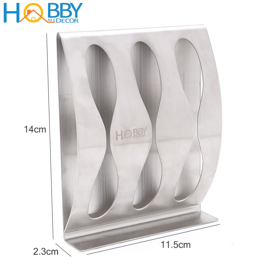 Kệ đựng bàn chải, dao cạo râu 3 ngăn Inox SUS304 dán tường gạch men - keo dán mặt sau đi kèm - HOBBY KBC3