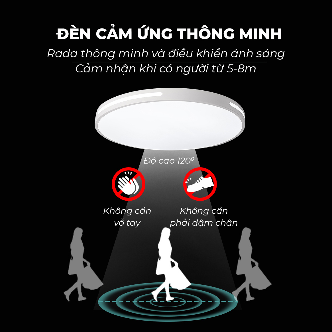 Đèn led ốp trần trang trí phòng khách, phòng ngủ, có thể chuyển 3 màu và điều chỉnh cường độ sáng bằng điều khiển từ xa