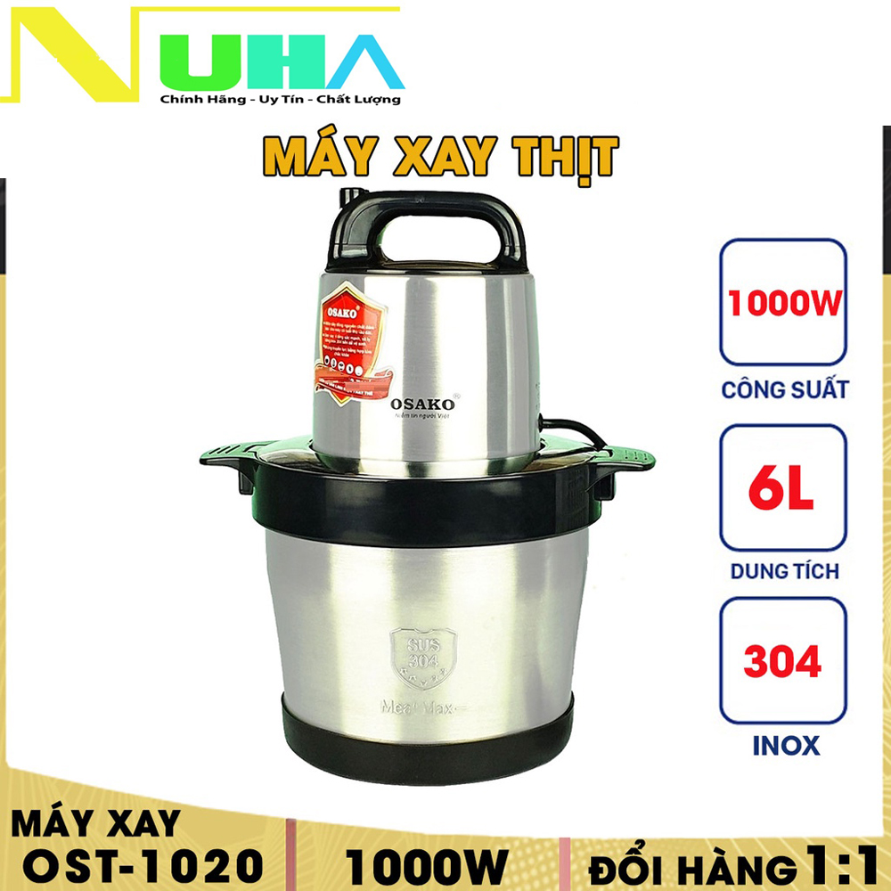 Máy xay thịt công suất 1000W, cối inox 6L Osako OST-1020-hàng chính hãng