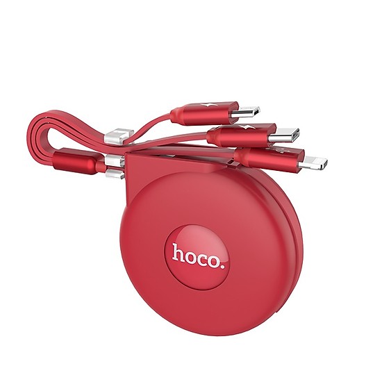 Cáp Sạc Nhanh 2A Hoco U50 3 Cồng Lightning, Micro USB, Type C - Giao Màu Ngẫu Nhiên - Hàng Nhập Khẩu