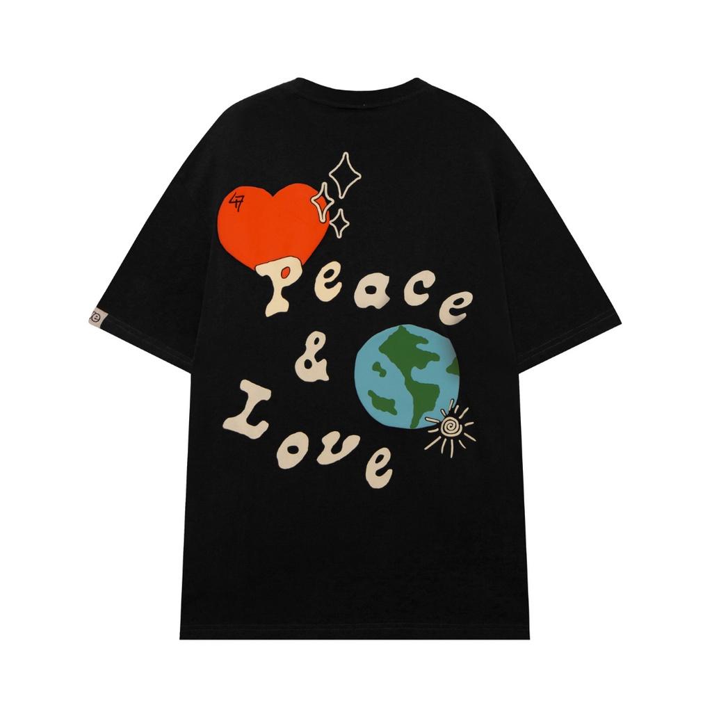 SWE- Áo thun nam nữ form rộng tay ngắn PEACE AND LOVE TEE 100% cotton thoáng mát