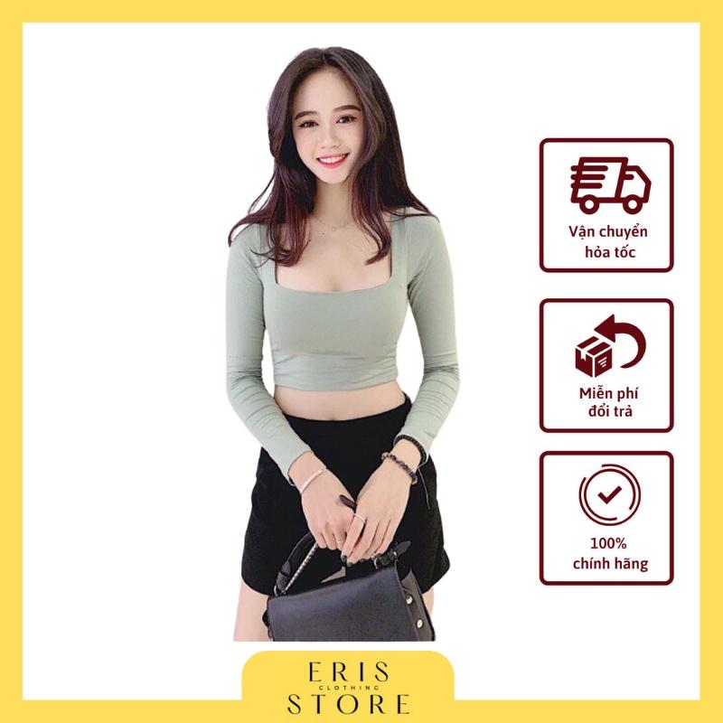 Áo croptop dài tay cổ vuông ERIS siêu chất