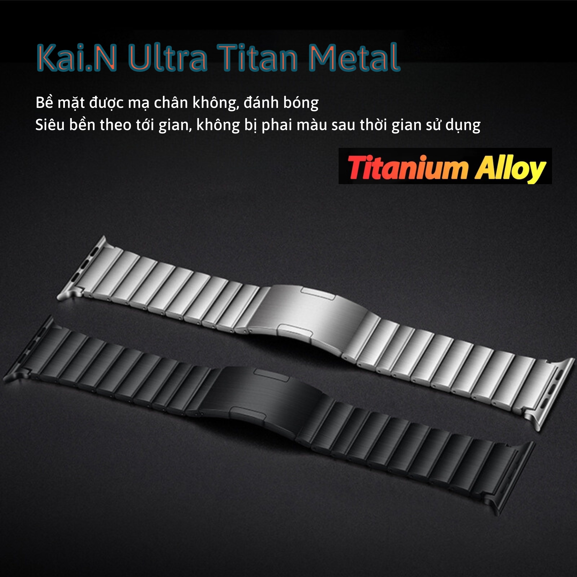 Dây Đeo Thay Thế Titanium Dành Cho Apple Watch Ultra / Apple Watch Series 1-8/SE/SE 2022, Kai.N Ultra Titanium Metal - Hàng Chính Hãng