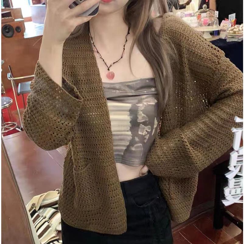 Áo len cardigan,áo khoác len dập lỗ sợi len dệt kim trẻ trung mềm mịn mã VAA0429