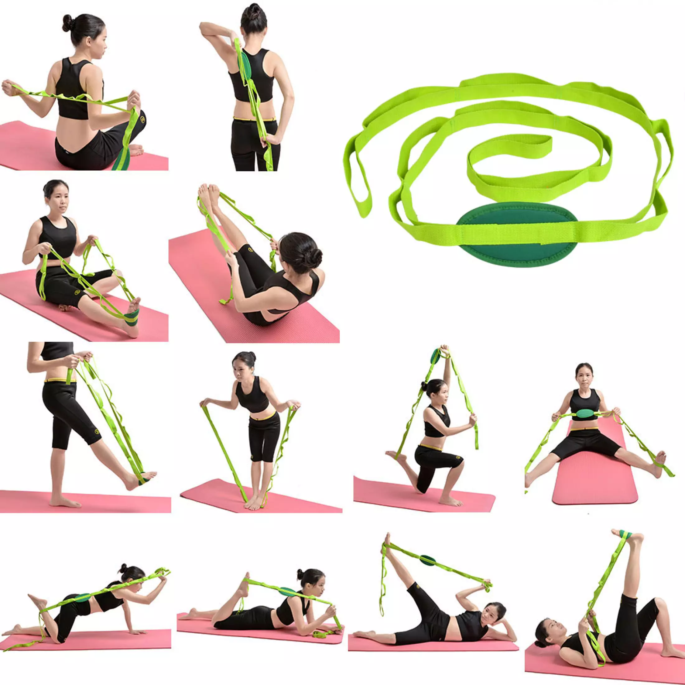 Combo 3 Dụng Cụ  Hỗ Trợ Tập Yoga - YOGA QG:  2 Gạch Tập Yoga Trơn, Không Họa Tiết + 1 Dây Đai Tập Yoga Sợi Cotton