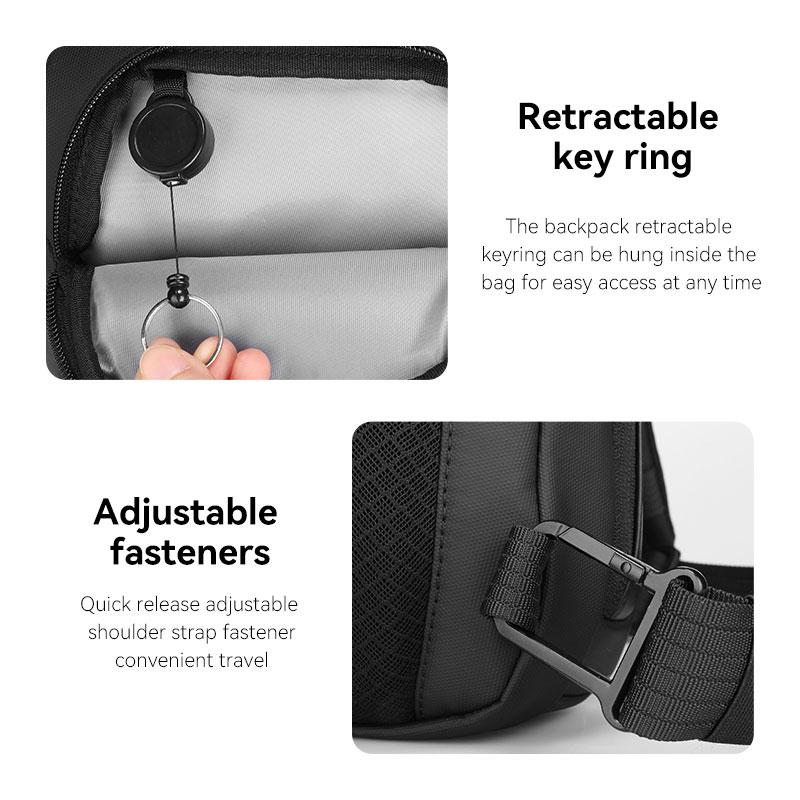 Túi Đeo Chéo Màu Đen Đựng Máy Tính Bảng 11 "Có Cổng Sạc USB Phong Cách Doanh Nhân Cho Nam