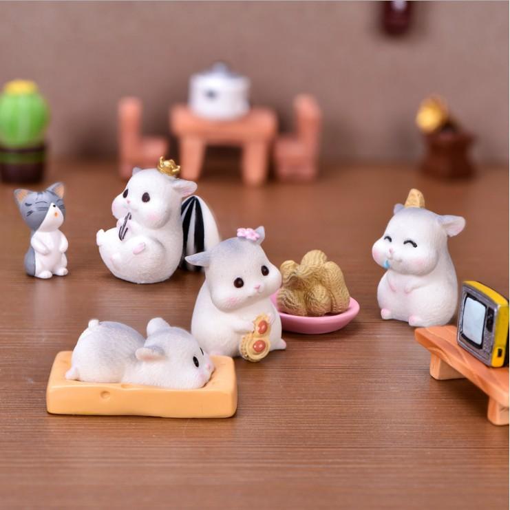 Mô hình chuột Hamster tham ăn dùng trang trí tiểu cảnh, terrarium, móc khóa, DIY