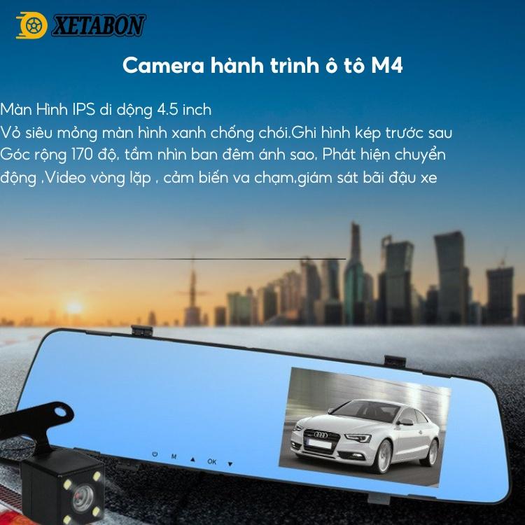 Camera Hành Trình Gương M4 Xetabon full HD 1080p - Tự Động Ghi Đè Video - Góc quay rộng - có cảm biến bảo hành 12 tháng