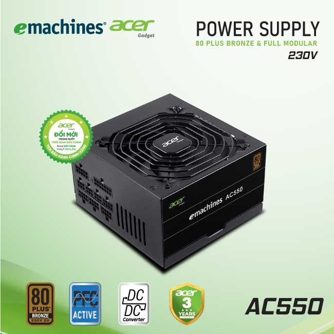Nguồn Máy Tính Acer AC550 230V Bronze Full Modular – Hàng Chính Hãng