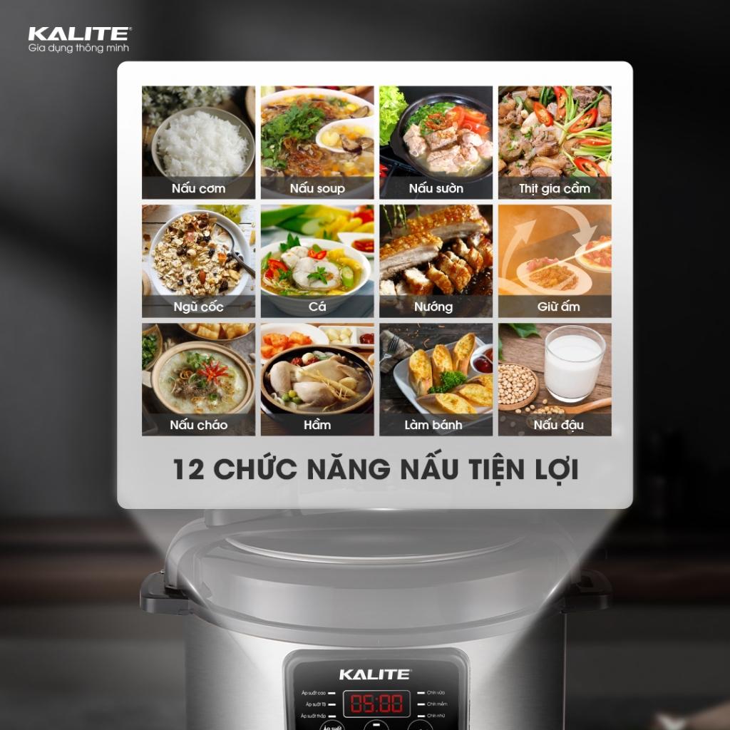 Nồi Áp Suất Điện Tử Kalite KPC6088, 950w - 6Lit, 12 Chế Độ Nấu, Hàng Chính Hãng