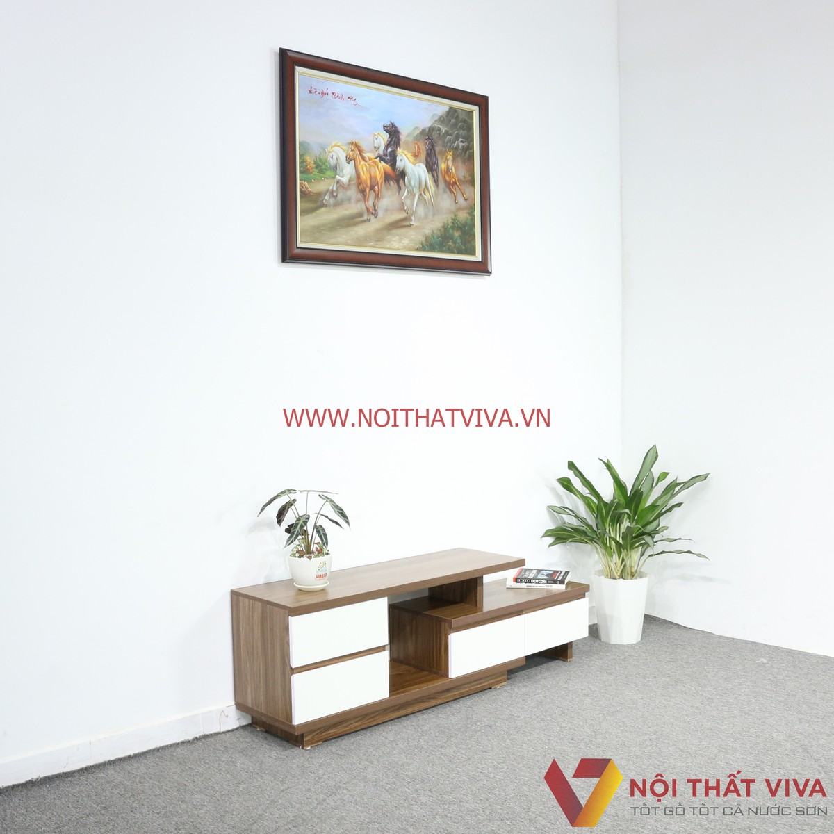 Kệ Tivi Thông Minh Gỗ MDF Melamine Màu Óc Chó Hiện Đại Giá Rẻ
