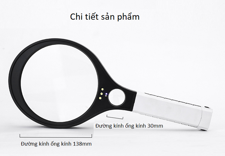 Kính Lúp Phóng Đại Cầm Tay Có Đèn 138mm MG80138B Chuyên Dùng Đọc Báo, Đọc Sách