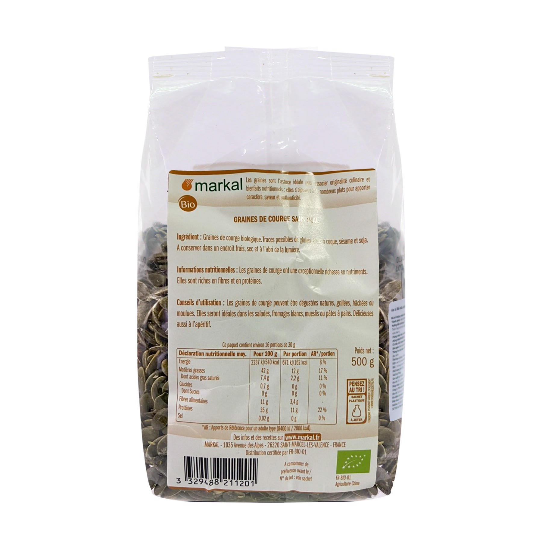 Hạt bí hữu cơ Markal Organic Pumpkin Seeds 500g