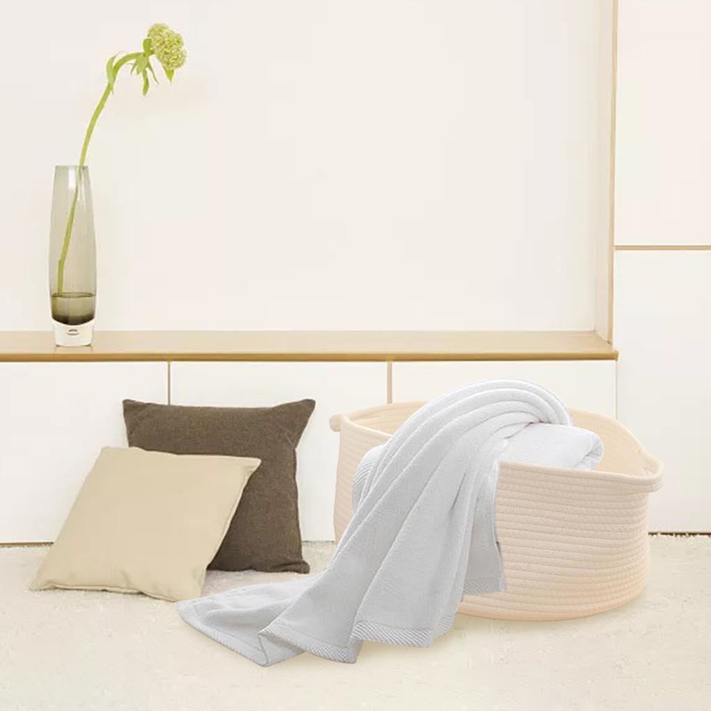 Homyl Oval Cotton Rope Woven Basket Laundry Hamper for Sundries Toys