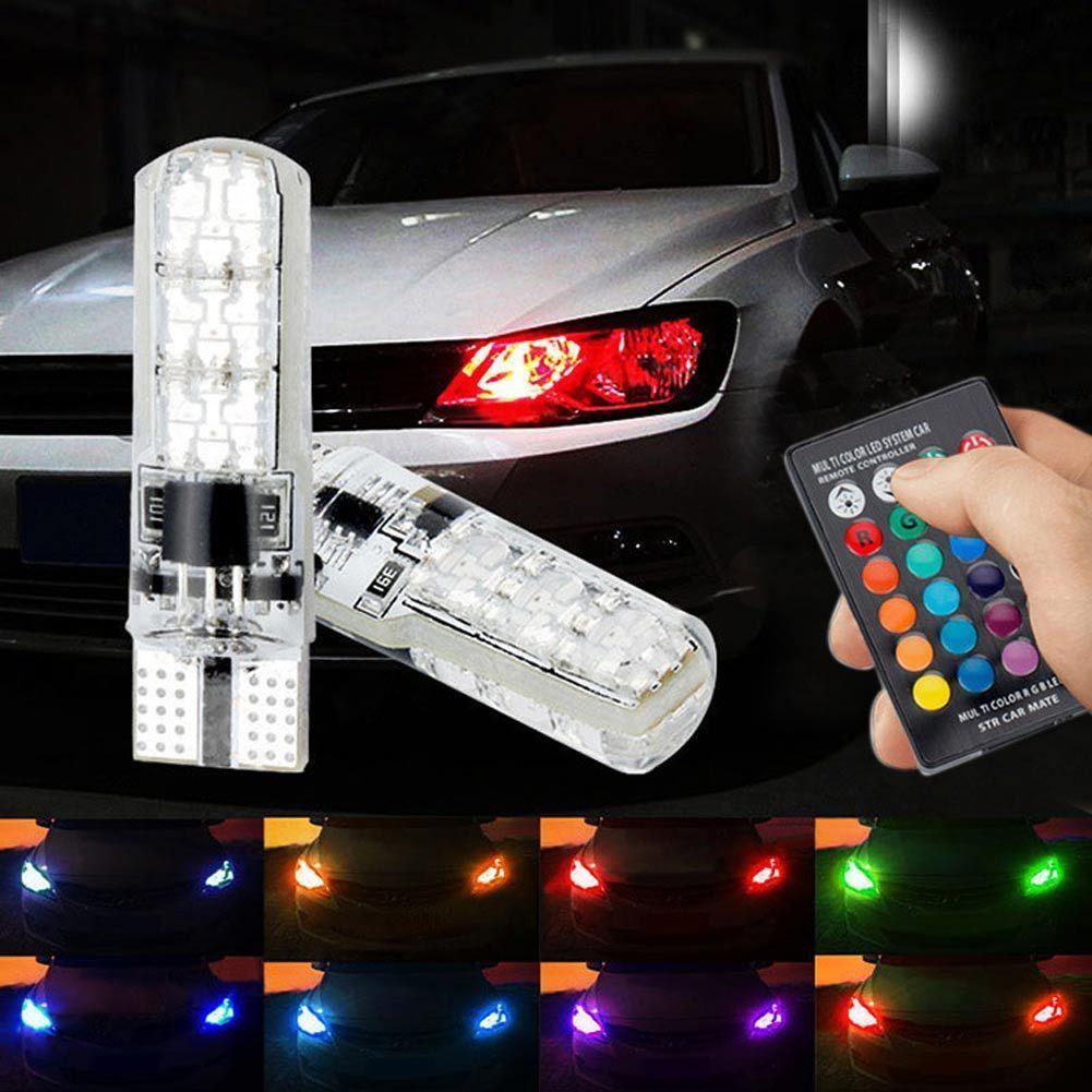 Đèn LED điều khiển từ xa gắn xi nhan xe máy, Oto - LED chân T10 bảy màu