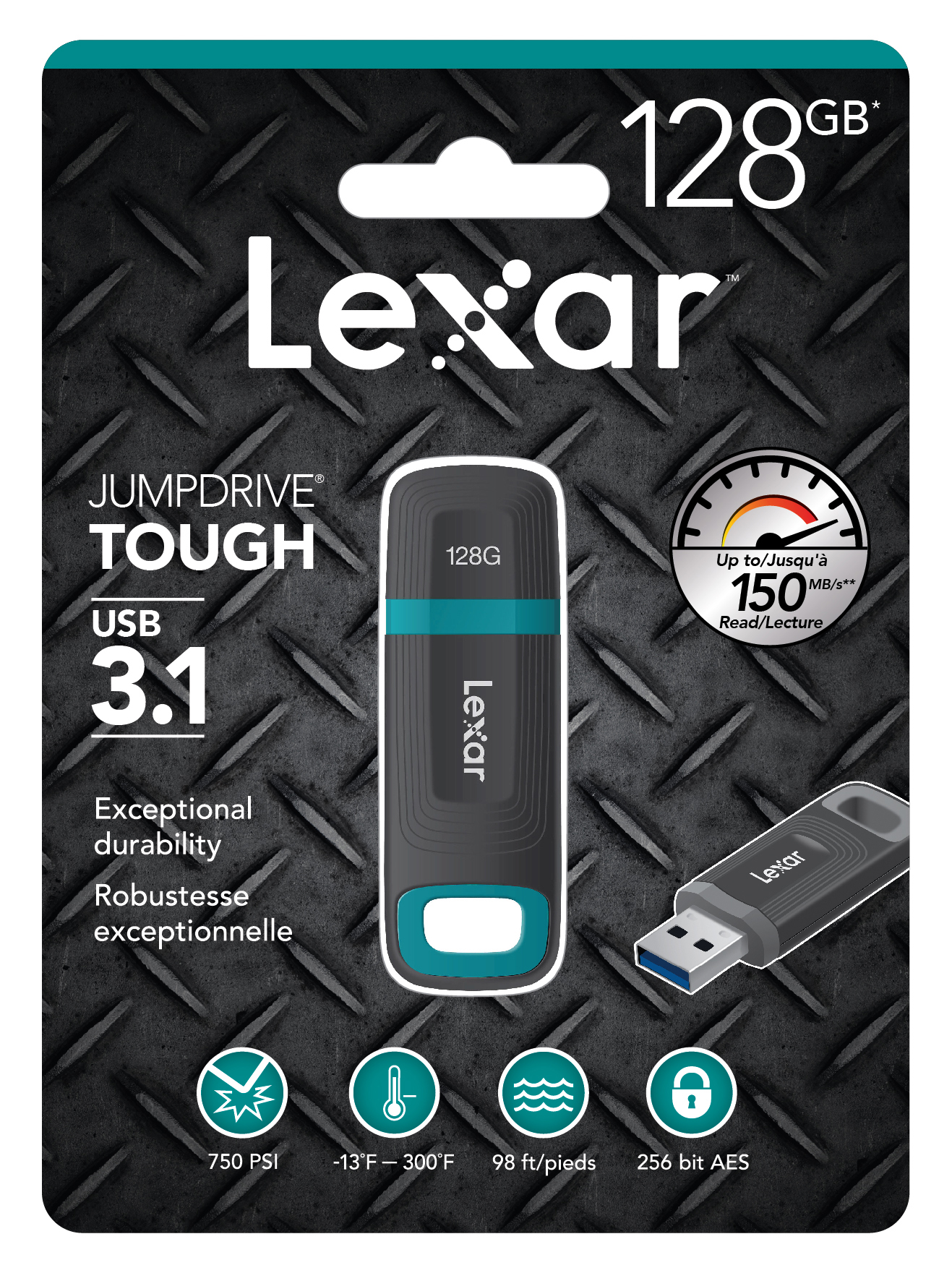 USB Lexar JumpDrive Tough 128GB - USB 3.1 - Hàng Chính Hãng