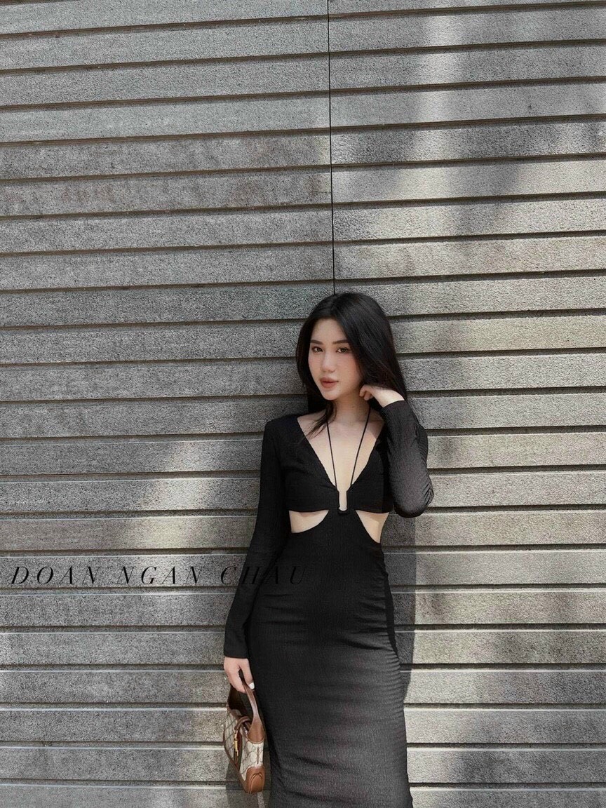 ĐẦM ĐEN MIDI DÀI THUN ÔM BODY SUÔNG TRƠN DÂY CỔ V YẾM DẠO PHỐ DỰ TIỆC ĐI BIỂN