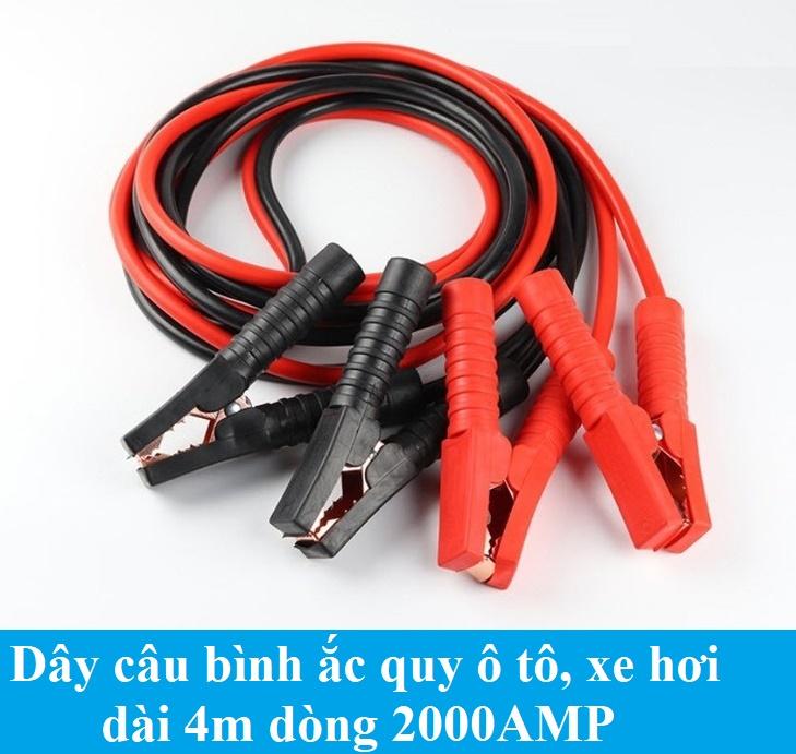 Bộ Dây Câu Kích Bình Ắc-Quy 2000AMP Chiều Dài 4m Cứu Hộ Ô Tô Xe Hơi Khẩn Cấp