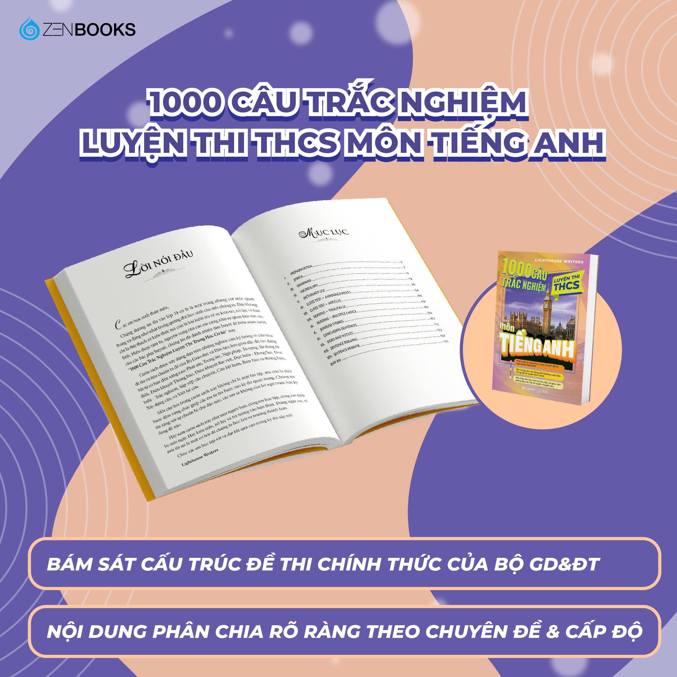 Sách - 1000 Câu Trắc Nghiệm Luyện Thi THCS Môn Tiếng Anh