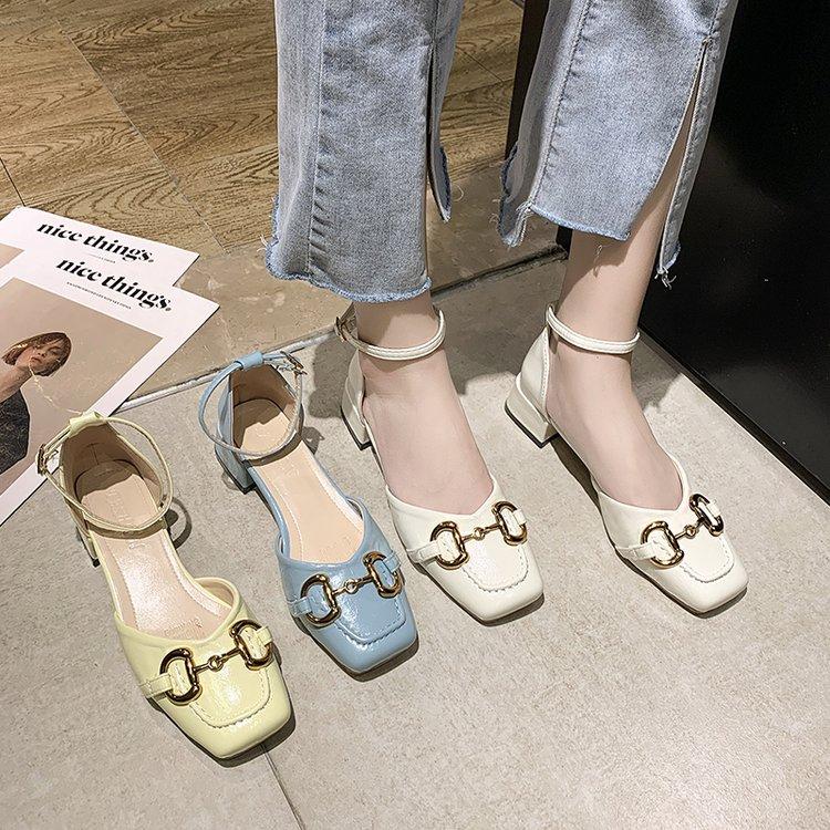 Fashion Metal Line Buckle High Heel Sandals for Women