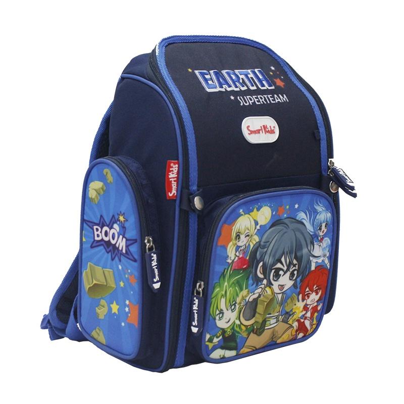 Balo Smartkids chống gù Super Team-Earth B-013 Xanh đen