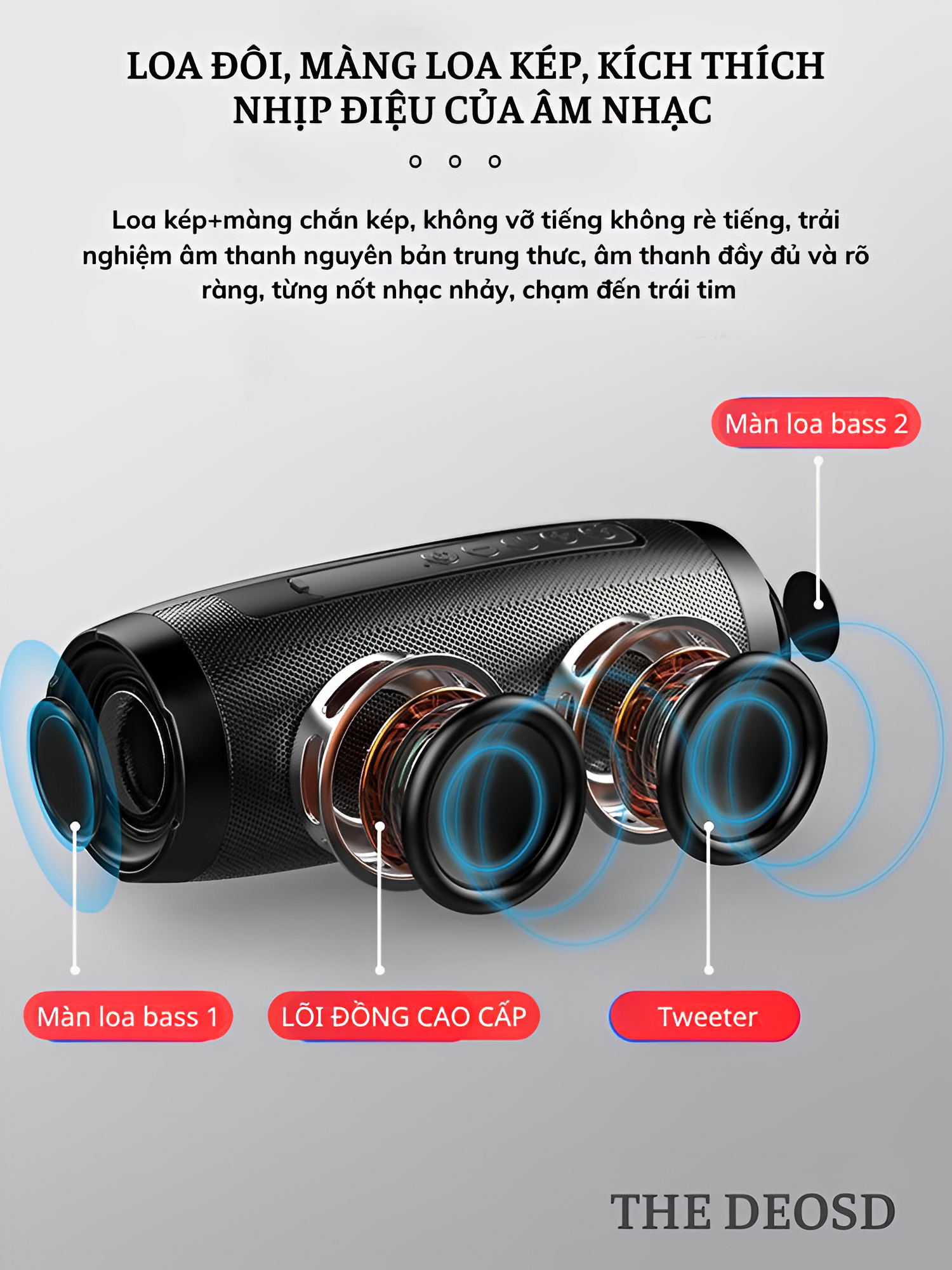 Loa Bluetooth Không Dây Có Dây LT Chống Nước, Máy Tính, Điện Thoại, Máy Tính Bảng, Vi Tính - TD2 - Hàng Chính Hãng - Pro