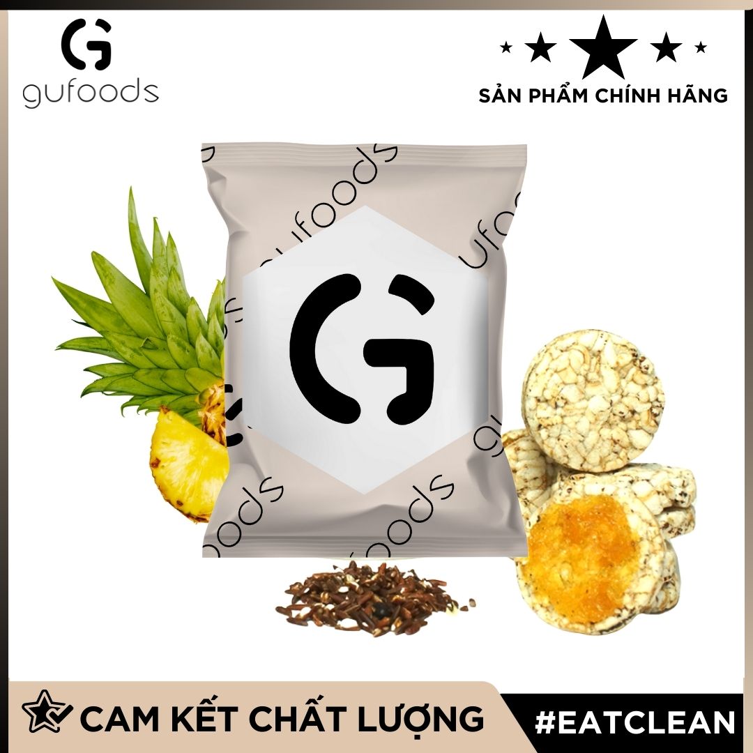 Snack gạo lứt kẹp thơm GUfoods - Chua ngọt thơm ngon, Giàu chất xơ, Ăn vặt Healthy, Eat clean, Thuần chay