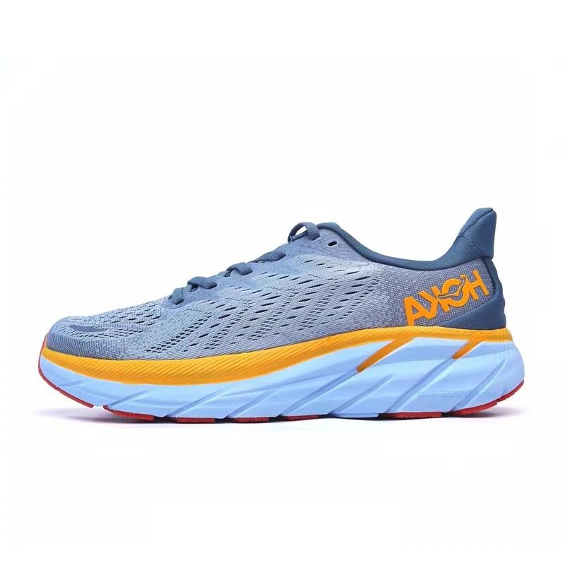 HOKA Clifton8 Sneakers Nam Chạy Bộ Giày Thể Thao Sneaker Thoáng Khí Không Lưới Tập Gym Thun Đan Mũi Giày Tennis Color: Ice Blue Shoe Size: 36