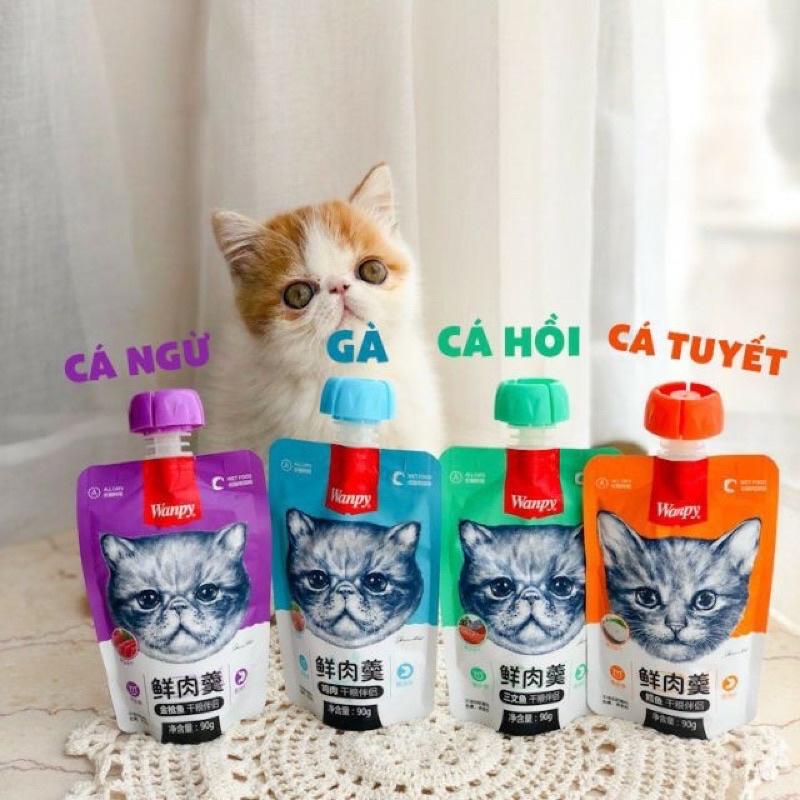 Súp thưởng Wanpy cho mèo có nắp vặn bảo quản 90gr