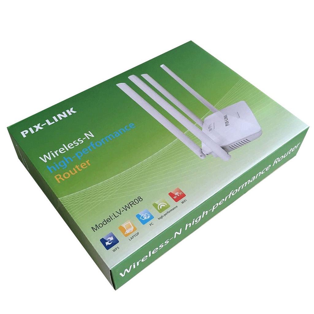 Cục phát wifi 4 râu PIX-LINK LV-WR08, Modem wifi 300Mbps cường độ sóng khỏe, phủ sóng rộng - Hàng chính hãng